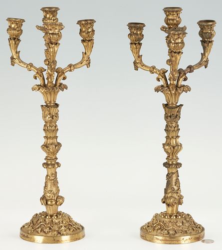 Pair of Louis XV-Style Gilt Bronze Candelabra