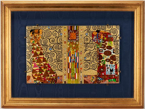 Toso Marco Borella Murano Glass Panel, After Gustave Klimt's Stoclet Frieze