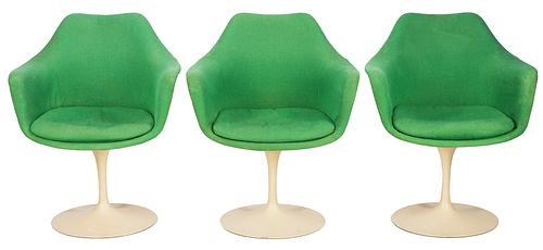 3 Eero Saarinen for Knoll Swivel Tulip Arm Chairs, Model 150