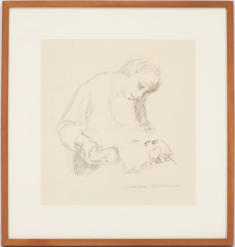 Scarce Kathe Kollwitz Lithograph, Young Mother with Infant