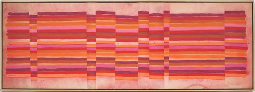 Large Exhibited Victor Huggins Painting, Horizontal Stripes