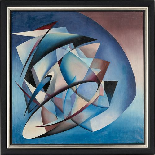 Philip Perkins Large O/C Abstract Painting, Flight to the While of Unity, 1951