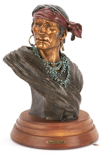 Susan Kliewer Bronze Bust Sculpture, Keeper of the Eagle w/ COA
