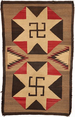 Native American Navajo Rug, Whirling Log Design