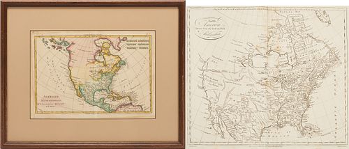 2 18th Cent. Maps of America, incl. Kitchin, Bonne