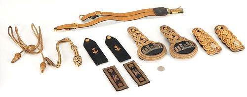 19th C US Military Epaulettes, Belt, Cords and Case, Winslow family 
