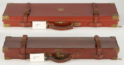 2 Early 20th Custom Leather Gun Cases Fitted For Big Game Rifles