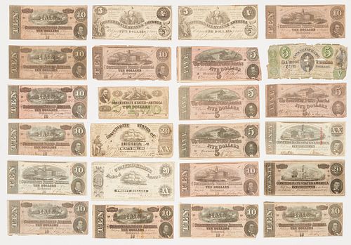 Grouping of Confederate Currency, 24 items