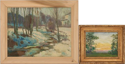 Attributed to Chales Svendsen, 2 O/B Ohio Landscape Paintings,