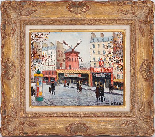 Louis Dali O/C Paris Cityscape, View of Moulin Rouge