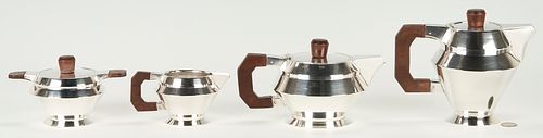 Modernist Sterling Silver Tea Set, 4 pcs.