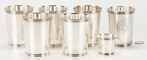 7 Sterling Silver Julep Cups, incl. Miniature Trees, Lexington