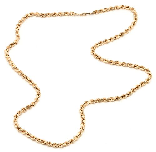 14K Gold Rope Chain Necklace, 30" L