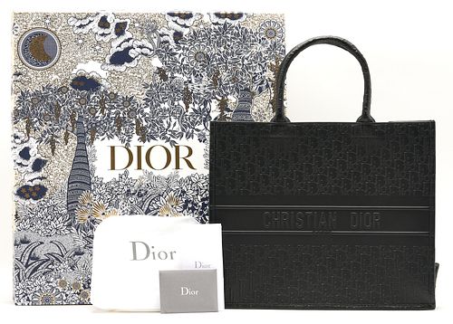 Dior Oblique Embossed Black Book Tote