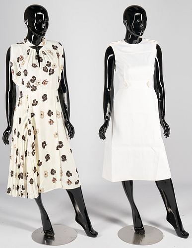 2 Prada Dresses, Gabardine Sleeveless & Floral Patterned