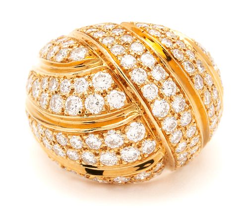 Vintage Gemlock 18K Gold & Diamond Dome Ring