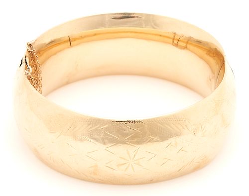 Ladies' Engraved 14K Gold Bangle Bracelet