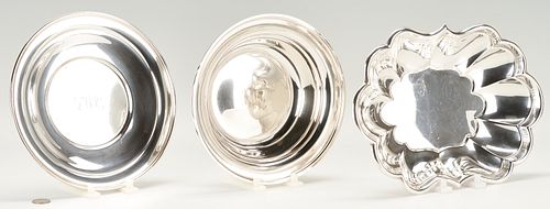 3 Pcs. Sterling Silver Holloware, incl. Reed & Barton Tray & S. Kirk & Son Bowl & Underplate