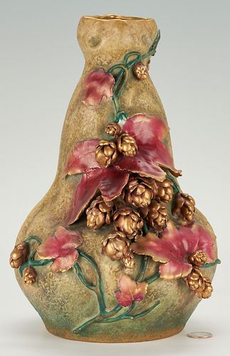 Austrian Amphora Floral Encrusted Vase