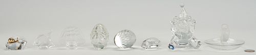 Grouping of 8 Figural Crystal Items, incl. Faberge, Baccarat, & Lalique