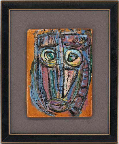 Framed Sammie Nicely (Tennessee) Ceramic Plaque, African Mask