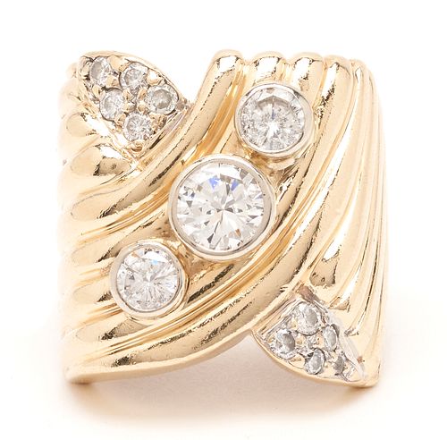 14K Gold & Diamond X Ring