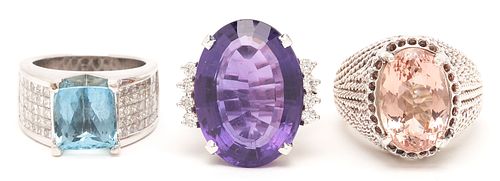 3 Ladies Diamond & Gemstone Rings