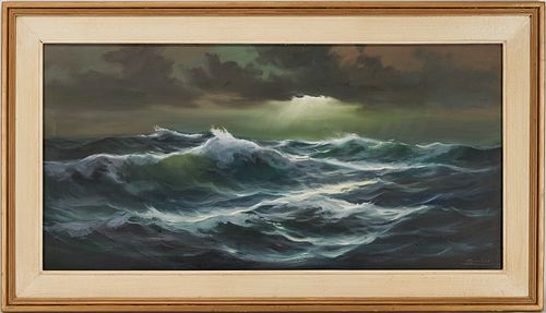 Large American School O/C Seascape Painting