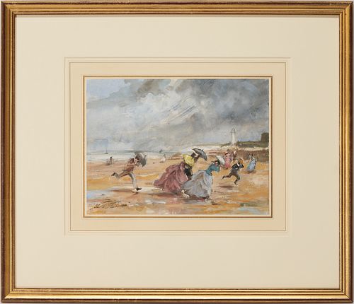 John Strickland Goodall W/C Painting, The Sudden Shower