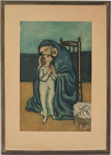 J. Villon Aquatint Etching After Picasso. Mother and Child