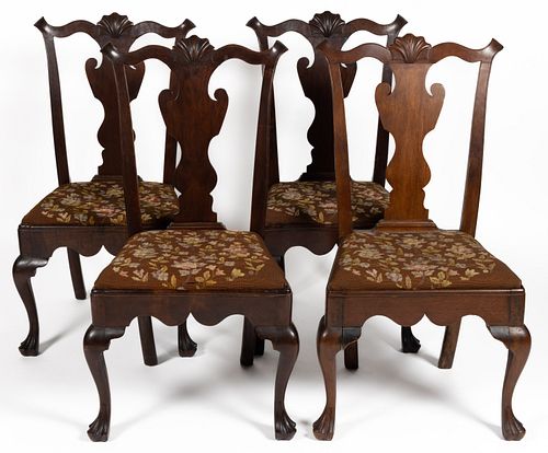 PHILADELPHIA, PENNSYLVANIA CHIPPENDALE MAHOGANY SIDE CHAIRS, ASSEMBLED SET OF FOUR