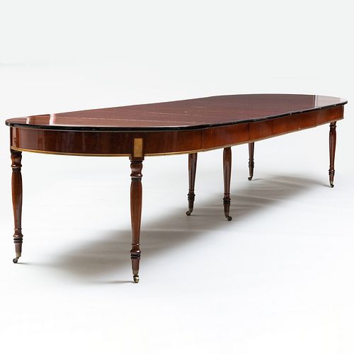 Late Directoire Gilt-Metal-Mounted Mahogany Extension Dining Table                                                                   