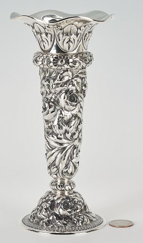 Steiff Sterling Floral Repousse Vase