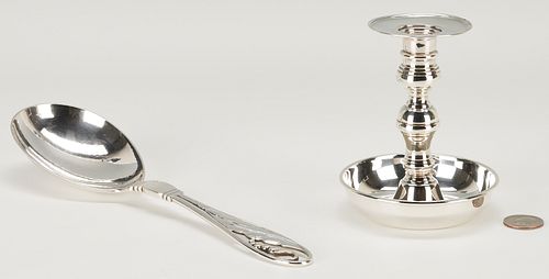 2 Sterling Silver Items, Mexican Candlestick & Georg Jensen Serving Spoon