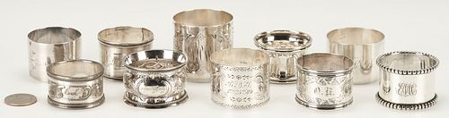 10 Antique Silver Napkin Rings