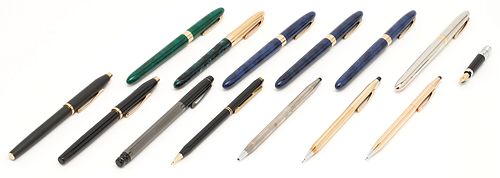 Collection of 6 Sheaffer Fountain Pens & 8 Cross Writing Instruments