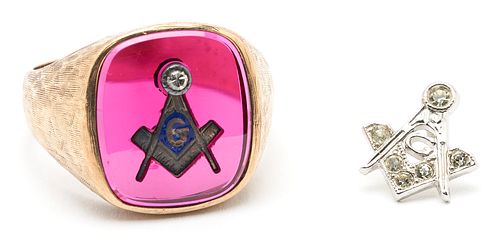 Masonic Ring and Pin, 2 items