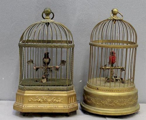Lot of 2 Antique Bird Cage Automatons.