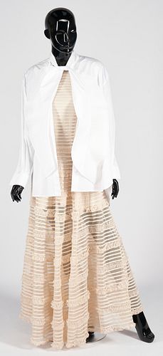Givenchy Midi Dress w/ Overskirt & Oversized Blouse