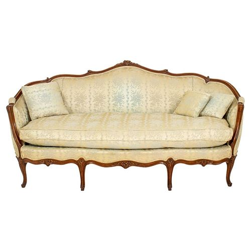 Rococo Louis XV Style Damask Upholstered Sofa