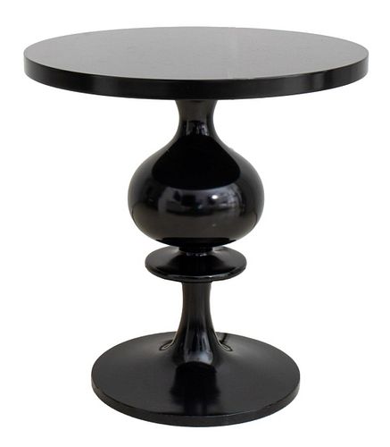 Modern Black Lacquered Wood Accent Table