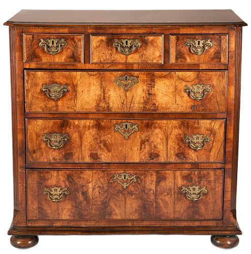English Queen Anne Style Burlwood Chest of Drawers