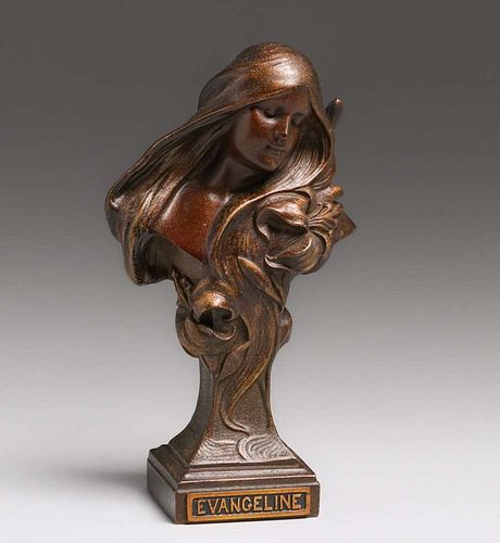 Art Nouveau Figural Bust "Evangeline" c1910