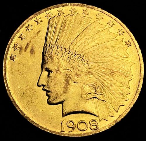 Better Date 1908 Gold $10 Indian Head NGC MS62 With Motto
