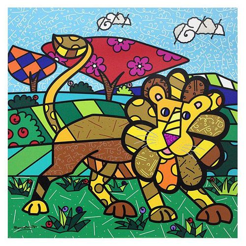 Britto, "Leo" Hand Signed Limited Edition Giclee on Canvas; Authenticated.