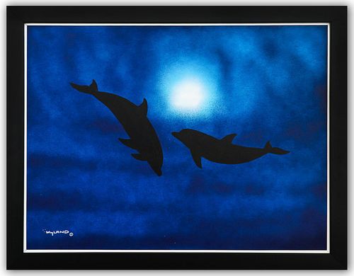 Wyland- Original Painting on Canvas "Dolphins"
