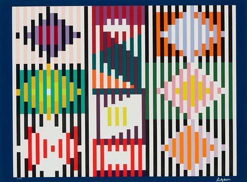 Yaacov Agam (b.1928), "Composition," Screenprint in colors on paper, Image: 16" H x 20.75" W; Sight: 17.25" H x 23" W