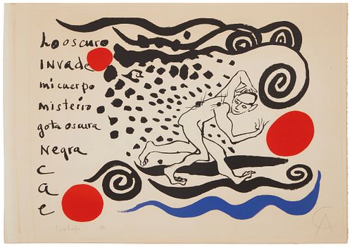 Alexander Calder (1899-1976), "Lo Oscuro Invade," 1970, Lithograph in colors on paper, Image/Sheet: 28.25" H x 40.5" W