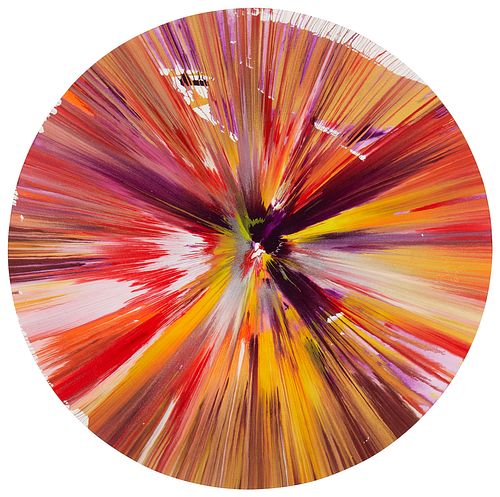 Damien Hirst (b. 1965), "Circle Spin Painting," Acrylic on paper, 20.5" Dia.