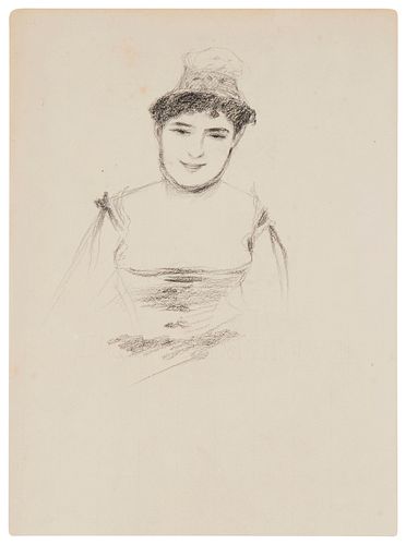 Pierre-Auguste Renoir (1841-1919), "Portrait of Rosita Mauri," circa 1876, Charcoal on paper, Image/Sheet: 18.875" H x 12" W